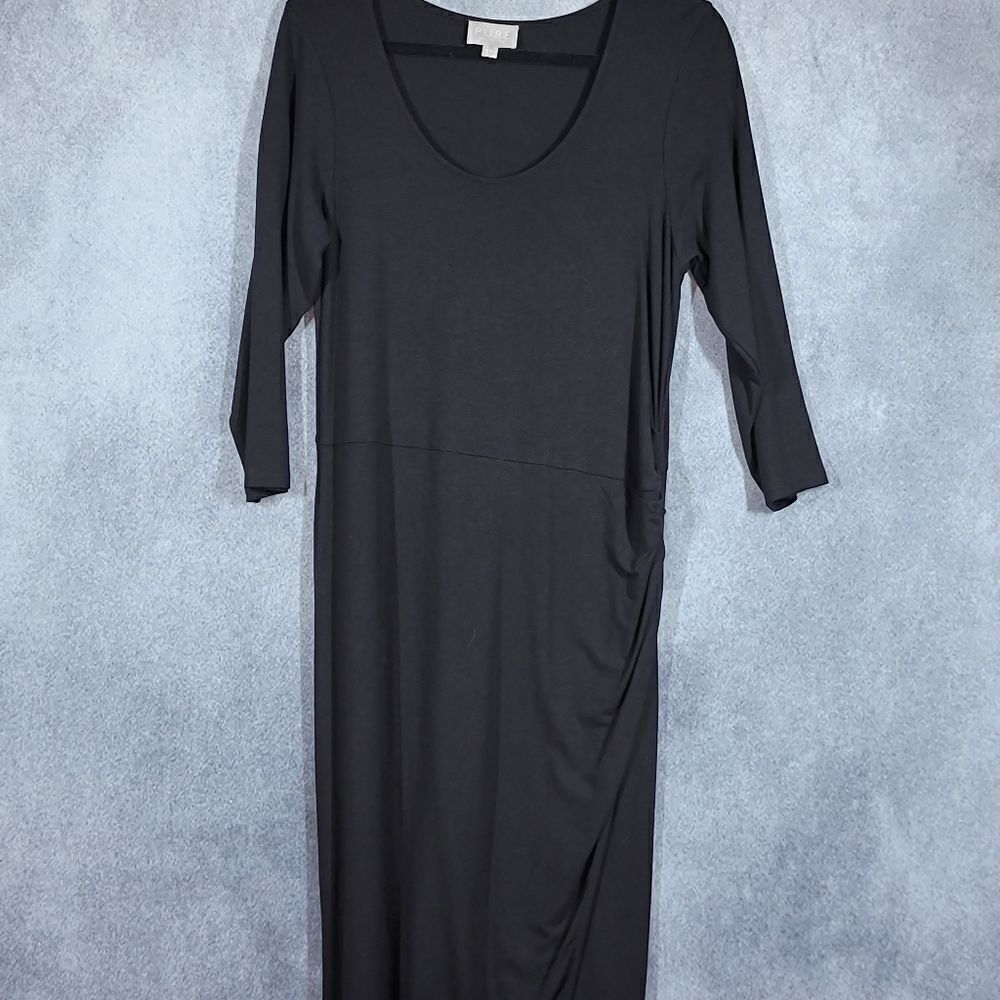 Pure Collection Black Ruched Jersey Knit Dress - Picture 13 of 16